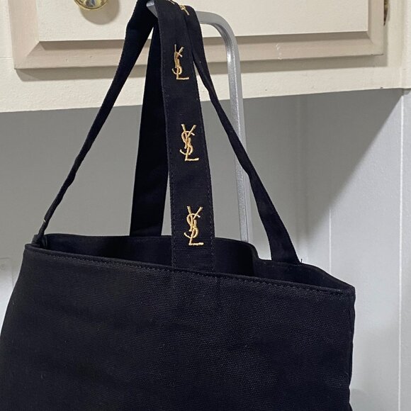 New YSL Parfums Canvas Tote in Black - Picture 3 of 6